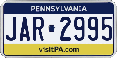 PA license plate JAR2995