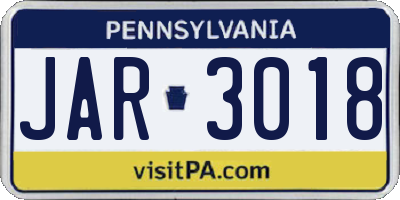 PA license plate JAR3018