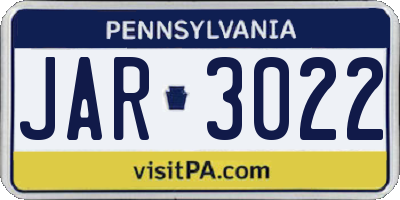 PA license plate JAR3022