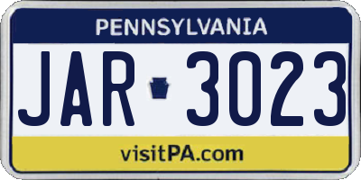 PA license plate JAR3023