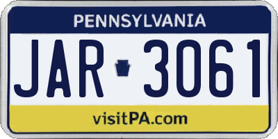 PA license plate JAR3061