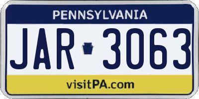 PA license plate JAR3063