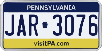 PA license plate JAR3076