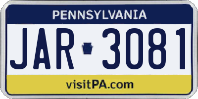 PA license plate JAR3081