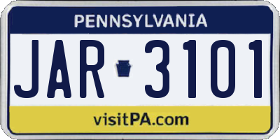 PA license plate JAR3101