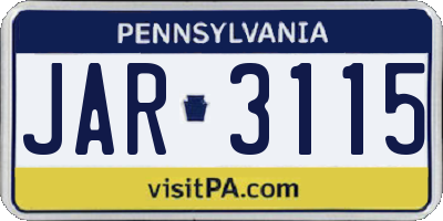 PA license plate JAR3115