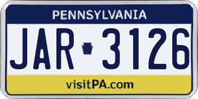 PA license plate JAR3126