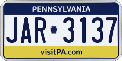 PA license plate JAR3137