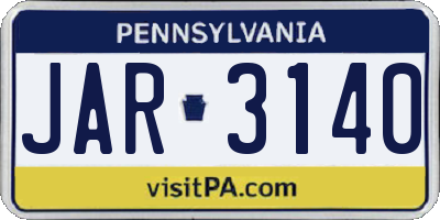 PA license plate JAR3140