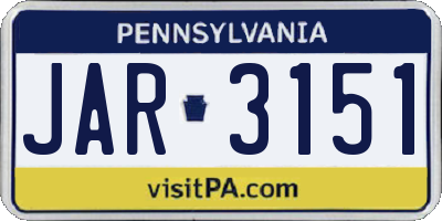 PA license plate JAR3151