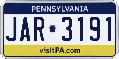 PA license plate JAR3191