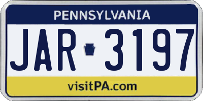 PA license plate JAR3197