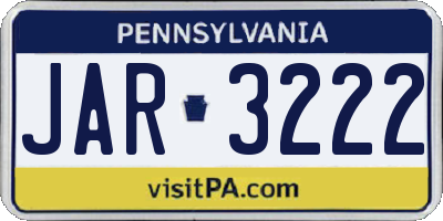 PA license plate JAR3222