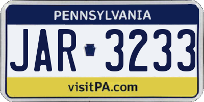 PA license plate JAR3233