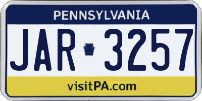 PA license plate JAR3257