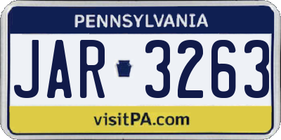 PA license plate JAR3263