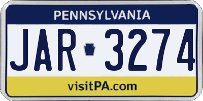 PA license plate JAR3274