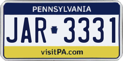 PA license plate JAR3331