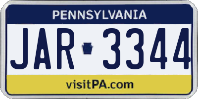 PA license plate JAR3344