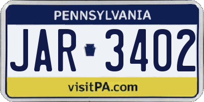 PA license plate JAR3402