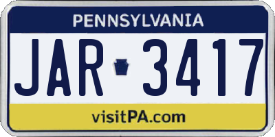 PA license plate JAR3417