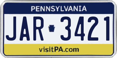PA license plate JAR3421