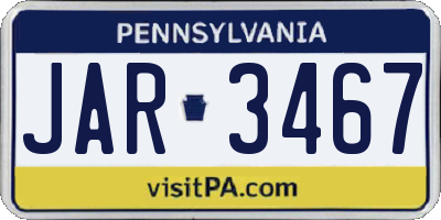 PA license plate JAR3467