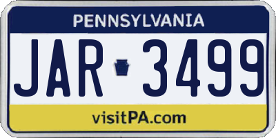 PA license plate JAR3499