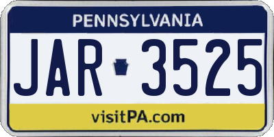 PA license plate JAR3525