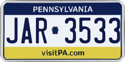 PA license plate JAR3533