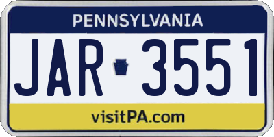 PA license plate JAR3551