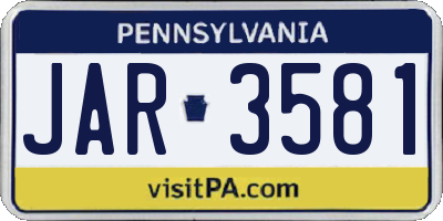 PA license plate JAR3581