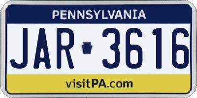 PA license plate JAR3616