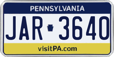 PA license plate JAR3640