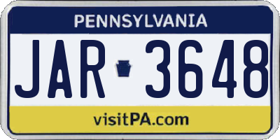 PA license plate JAR3648
