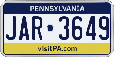 PA license plate JAR3649