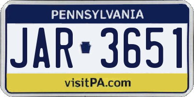 PA license plate JAR3651