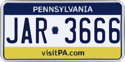PA license plate JAR3666