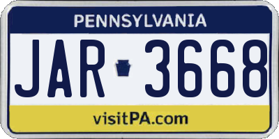 PA license plate JAR3668