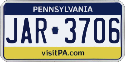 PA license plate JAR3706
