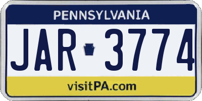 PA license plate JAR3774