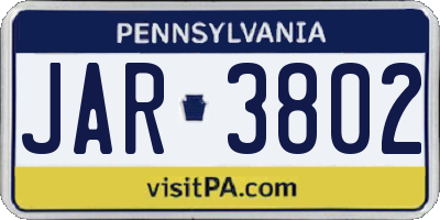 PA license plate JAR3802