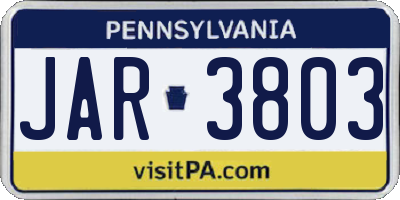 PA license plate JAR3803