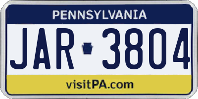 PA license plate JAR3804