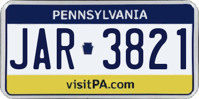PA license plate JAR3821