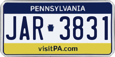 PA license plate JAR3831
