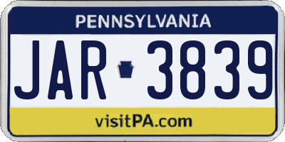 PA license plate JAR3839