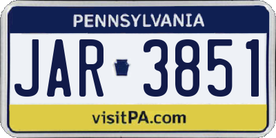 PA license plate JAR3851