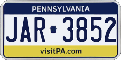 PA license plate JAR3852