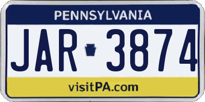 PA license plate JAR3874